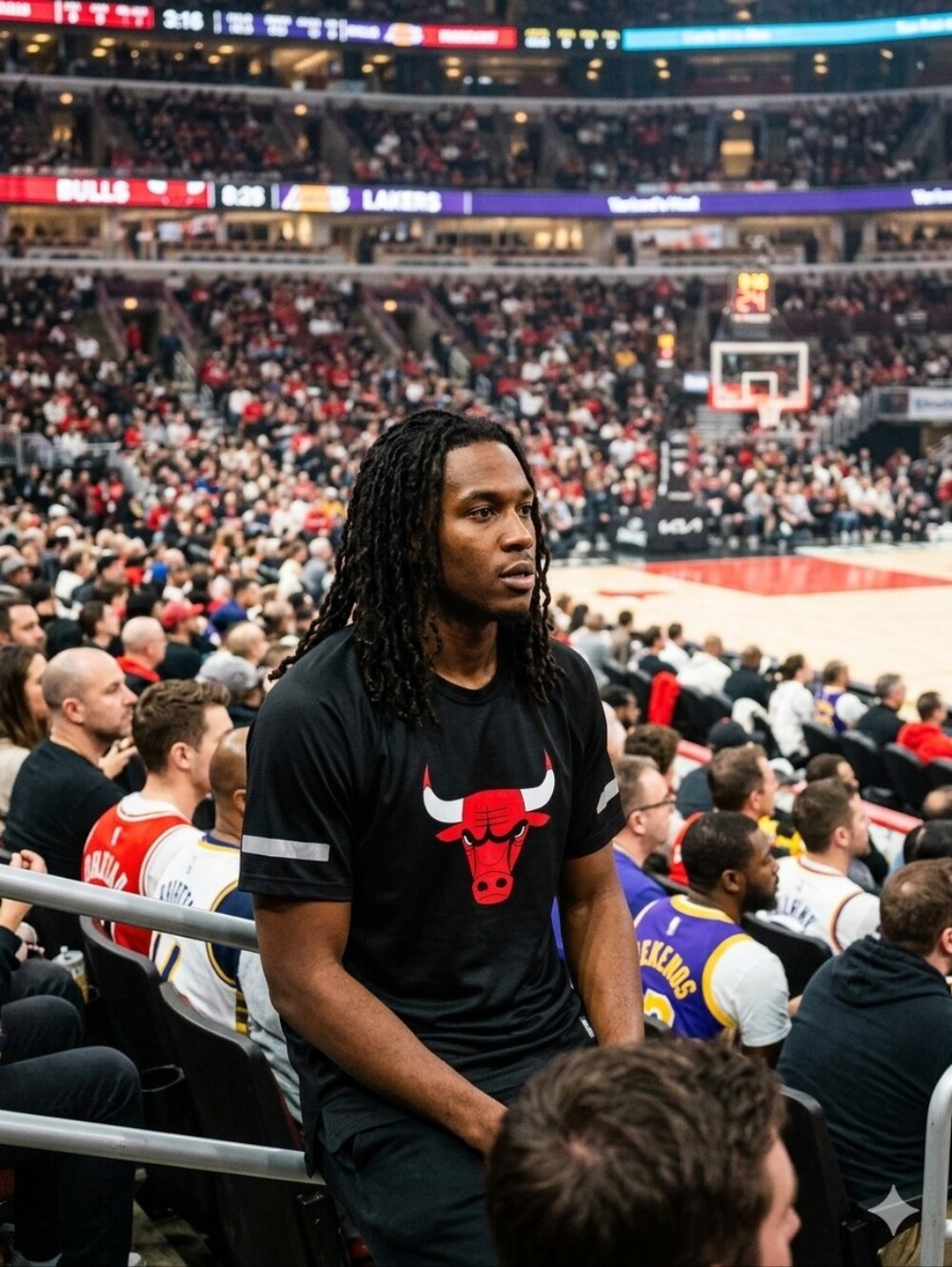 NBA Black T-Shirt with Red Chicago Bulls Logo